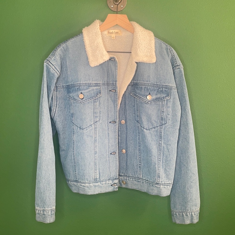 Faux Denim Fur Lined Jacket